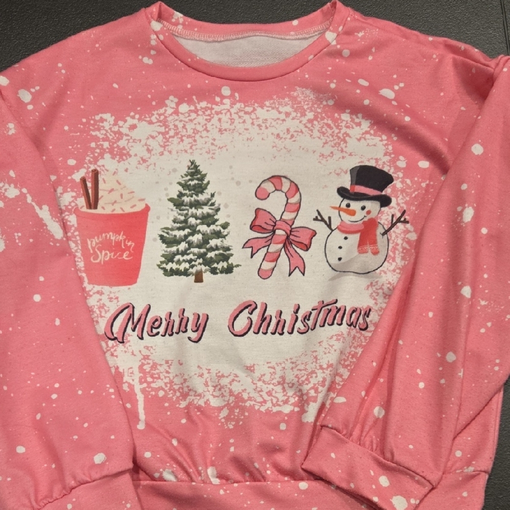 Pink Christmas Sweatshirt with Festive Print